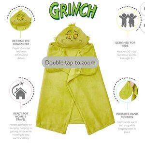 Kids Grinch Hooded Blanket - Yellow